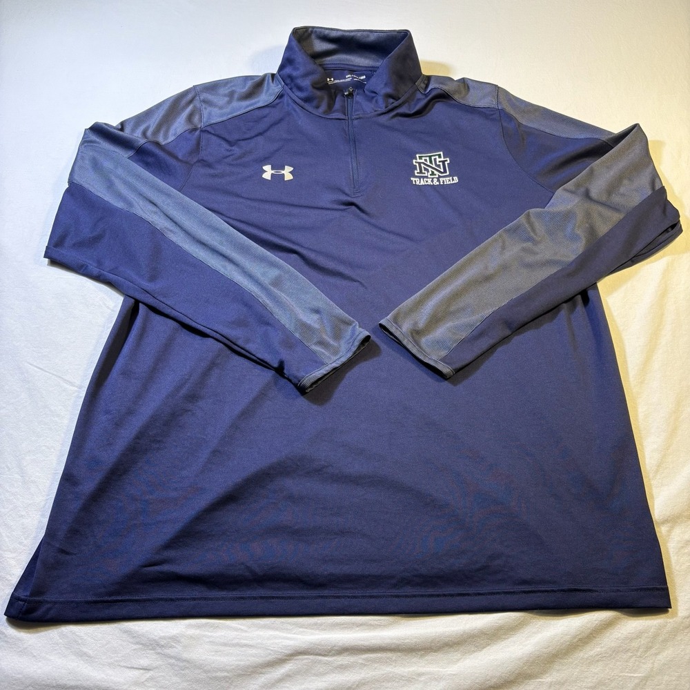 Under‎ Armour Mens 2XL New Trier Track Field 1/4 Zip Pullover Navy Gray